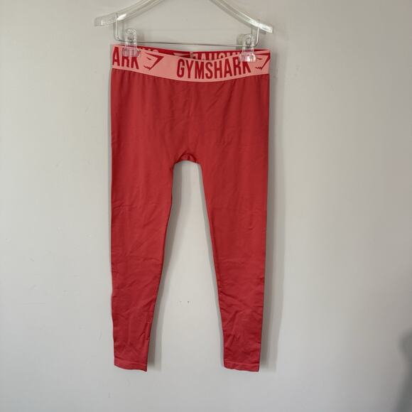 Gymshark Logo Band Seamless Leggings Women's Size M Coral Red - Picture 1 of 6